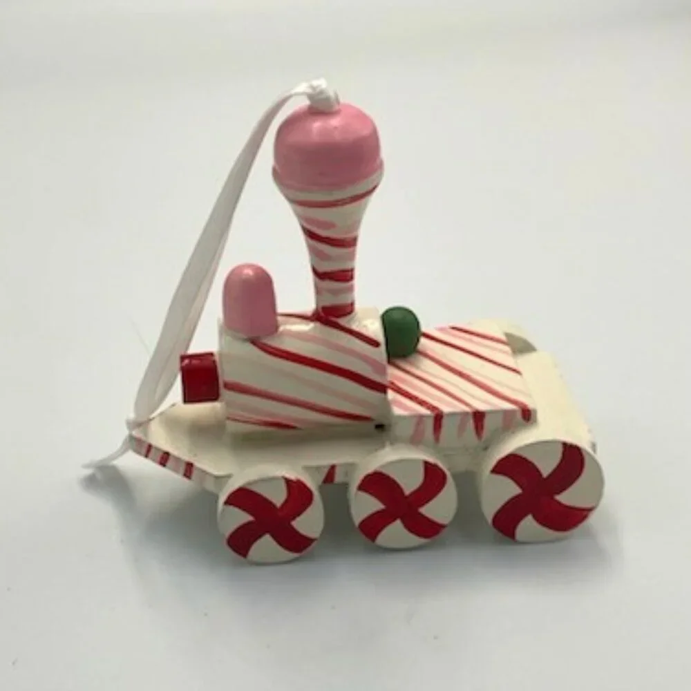 Vtg Wood Christmas‎ Ornaments Hand Painted Santa Train Girl Doll Rocking Horse